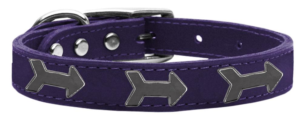 Arrow Widget Genuine Leather Dog Collar Purple 12