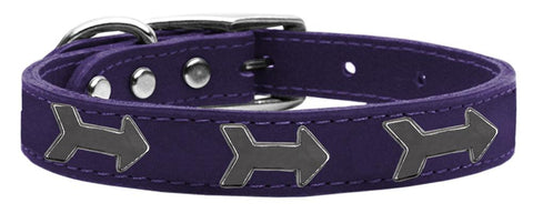 Arrow Widget Genuine Leather Dog Collar Purple 14