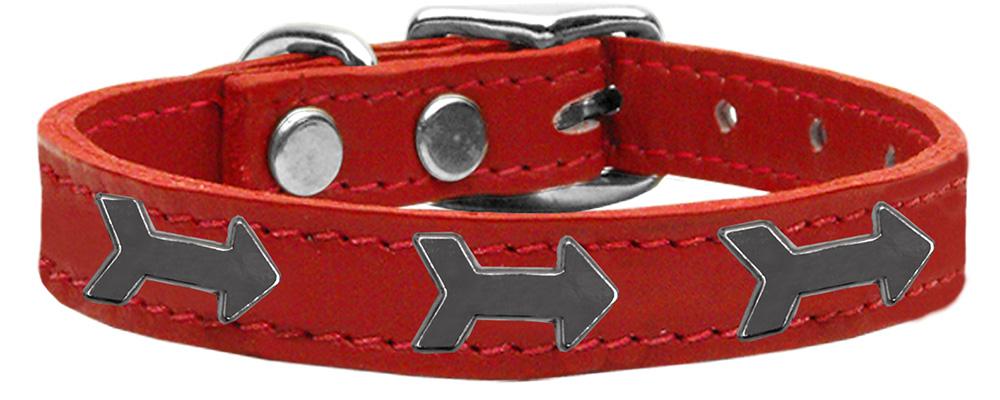 Arrow Widget Genuine Leather Dog Collar Red 10