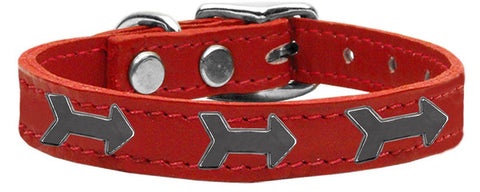 Arrow Widget Genuine Leather Dog Collar Red 10