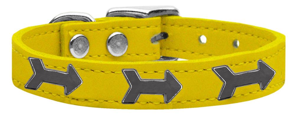 Arrow Widget Genuine Leather Dog Collar Yellow 12