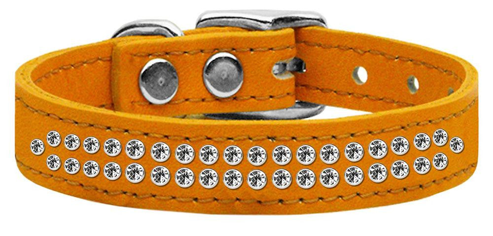 Two Row Clear Jeweled Leather Mandarin 18