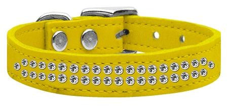 Two Row Clear Jeweled Leather Yellow 20