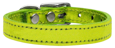 Plain Metallic Leather Lime Green 10