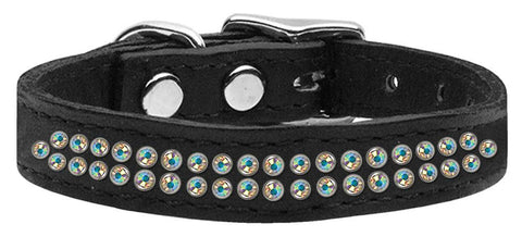 Two Row AB Jeweled Leather Black 16