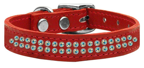 Two Row AB Jeweled Leather Red 16