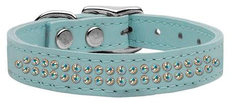 Two Row AB Jeweled Leather Baby Blue 18