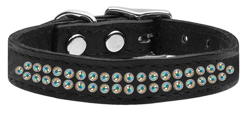 Two Row Ab Jeweled Leather Black 18