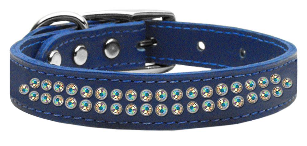 Two Row Ab Jeweled Leather Blue 18