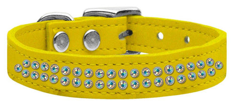 Two Row AB Jeweled Leather Yellow 18