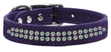 Two Row AB Jeweled Leather Purple 20