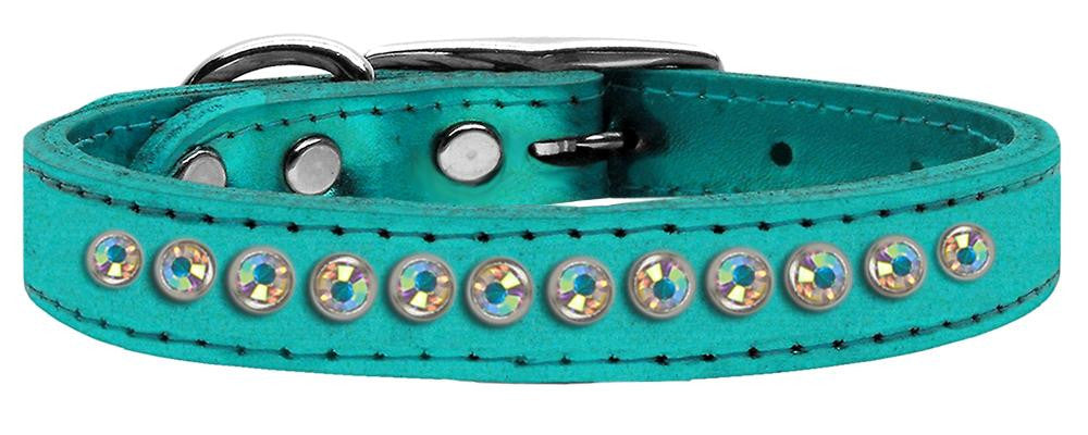 One Row AB Crystal Metallic Leather Turquoise 12