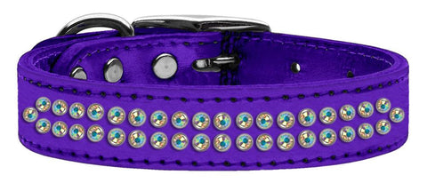 Two Row AB Crystal Metallic Leather Purple 18