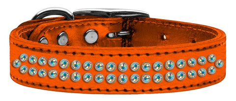 Two Row AB Crystal Metallic Leather Orange 20