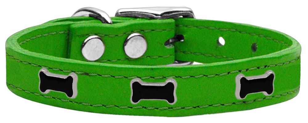 Black Bone Widget Genuine Leather Dog Collar Emerald Green 10