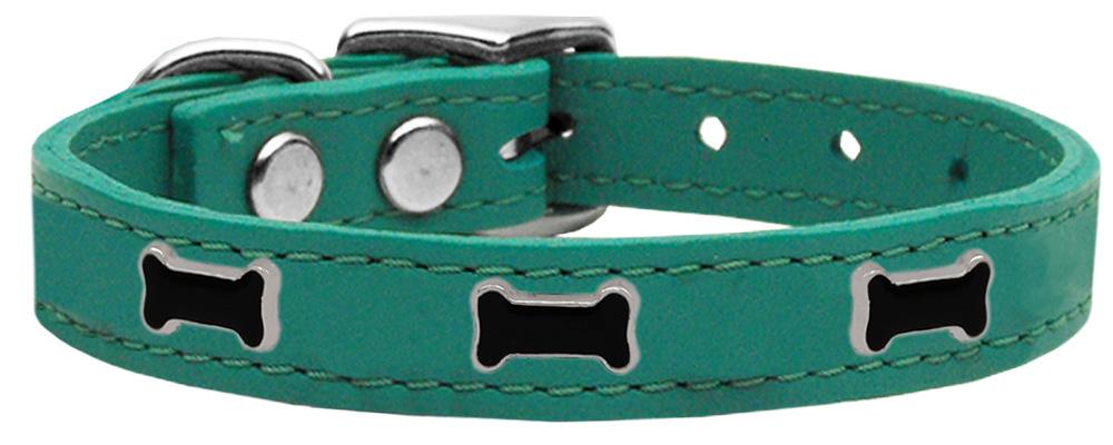 Black Bone Widget Genuine Leather Dog Collar Jade 10