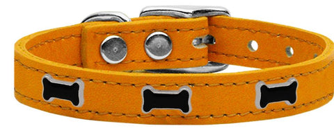 Black Bone Widget Genuine Leather Dog Collar Mandarin 12