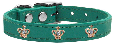 Gold Crown Widget Genuine Leather Dog Collar Jade 12