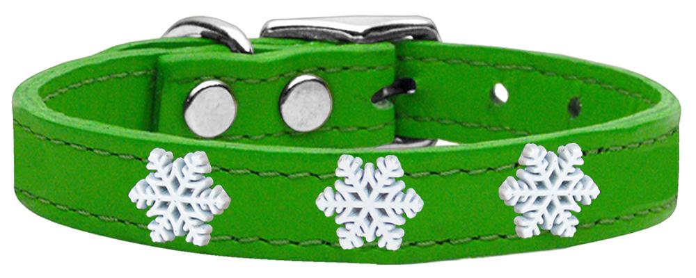 Snowflake Widget Genuine Leather Dog Collar Emerald Green 10