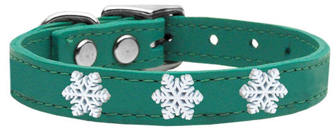 Snowflake Widget Genuine Leather Dog Collar Jade 10