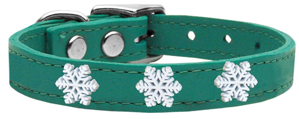 Snowflake Widget Genuine Leather Dog Collar Jade 12