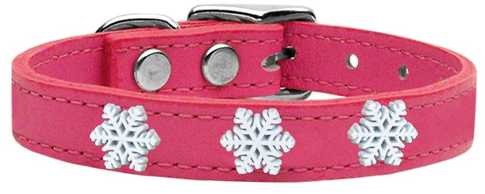 Snowflake Widget Genuine Leather Dog Collar Pink 10