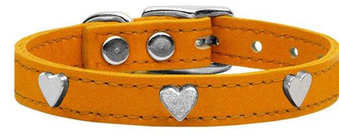 Silver Heart Widget Genuine Leather Dog Collar Mandarin 10