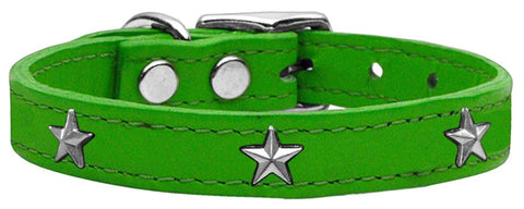 Silver Star Widget Genuine Leather Dog Collar Emerald Green 10