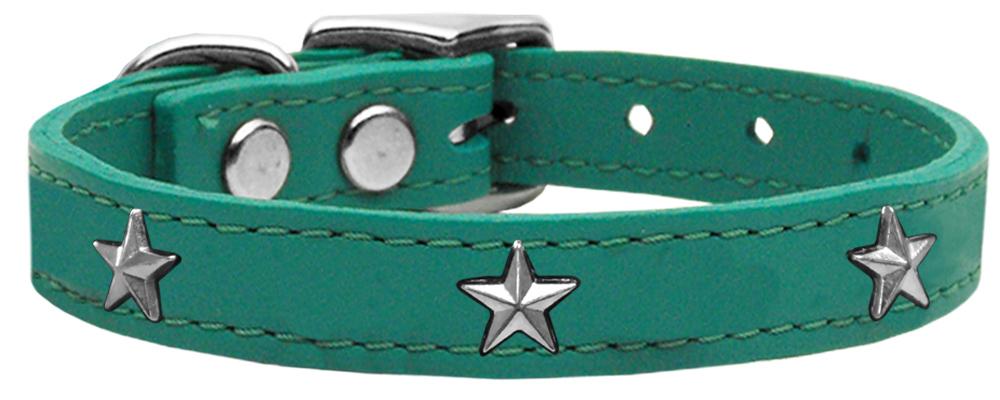 Silver Star Widget Genuine Leather Dog Collar Jade 10