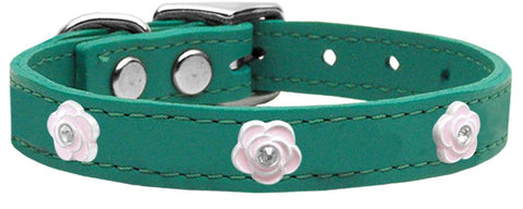 Light Pink Rose Widget Genuine Leather Dog Collar Jade 10