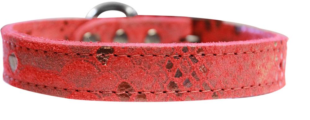 Dragon Skin Genuine Leather Dog Collar Red Size 10