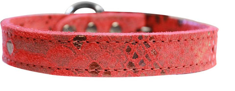 Dragon Skin Genuine Leather Dog Collar Red Size 14