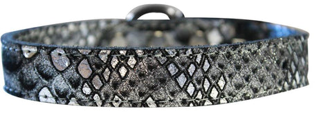 Dragon Skin Genuine Leather Dog Collar Silver Size 10