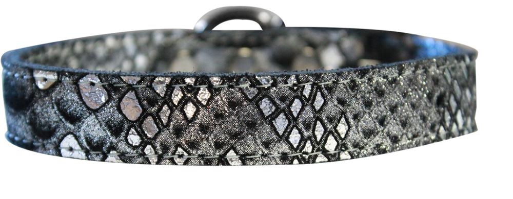 Dragon Skin Genuine Leather Dog Collar Silver Size 12