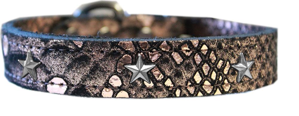 Silver Star Widget Dragon Skin Genuine Leather Dog Collar Copper Size 10