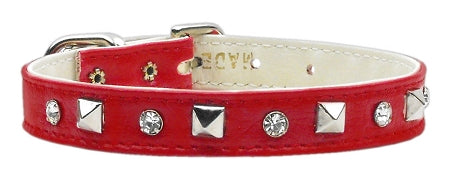 "just The Basics" Crystal And Pyramid Collars Red 10