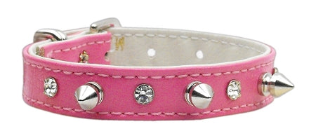 "just The Basics" Crystal And Spike Collars Pink 10