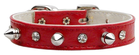 "just The Basics" Crystal And Spike Collars Red 12