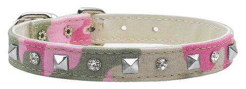 Camo Crystal And Pyramid Collars Pink Camo 12