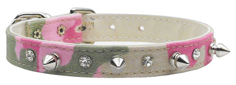 Camo Crystal And Spike Collars Pink Camo 10