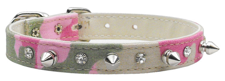 Camo Crystal And Spike Collars Pink Camo 16