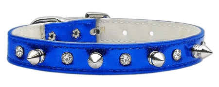 Metallic Crystal And Spike Collars Blue Mtl 10