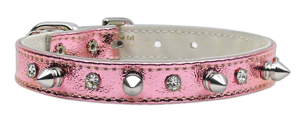 Metallic Crystal And Spike Collars Pink Mtl 10