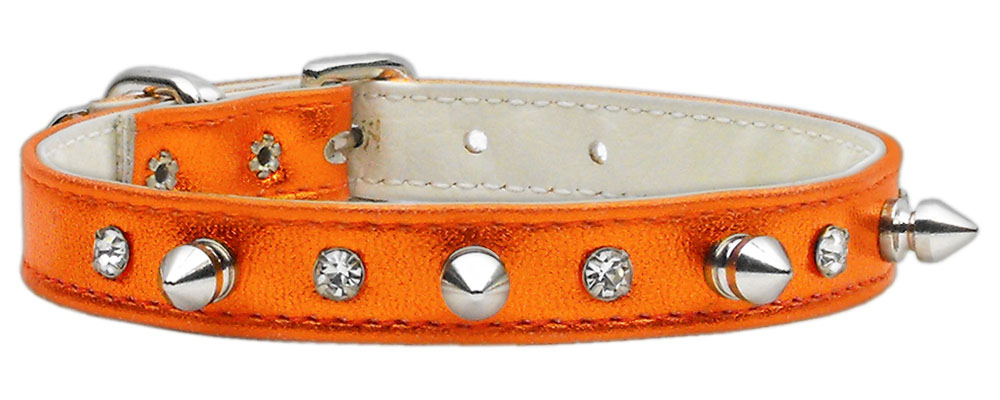 Metallic Crystal And Spike Collars Orange Mtl 12