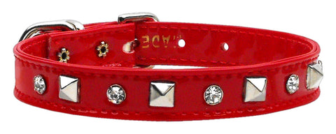 Patent Crystal And Pyramid Collars Red 10