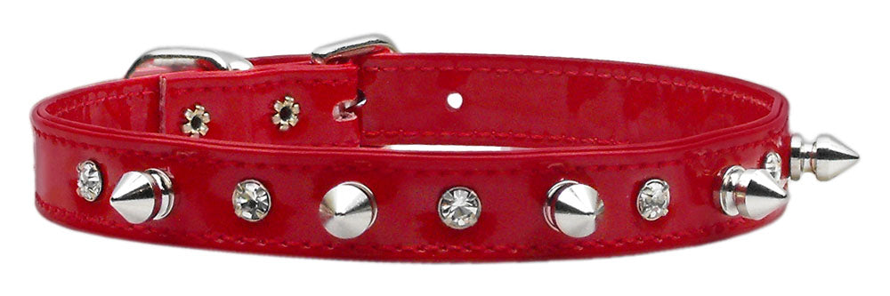 Patent Crystal And Spike Collars Red 10