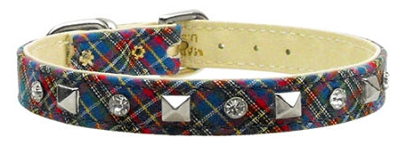 School Days Crystal And Pyramid Collars Blue Plaid 12