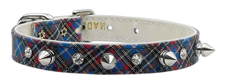 School Days Crystal And Spike Collars Blue Plaid 10