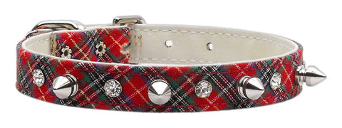 School Days Crystal And Spike Collars Red Plaid 10