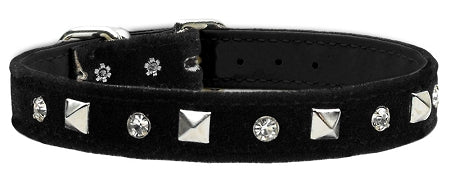 Velvet Crystal And Pyramid Collars Black 10